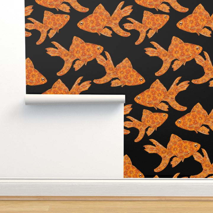 Goldfish on Black Wallpaper