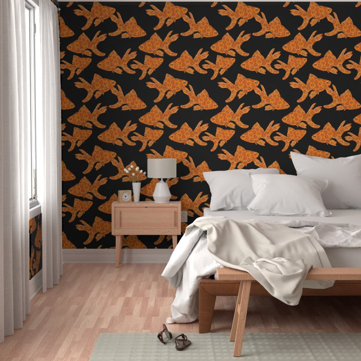 Goldfish on Black Wallpaper
