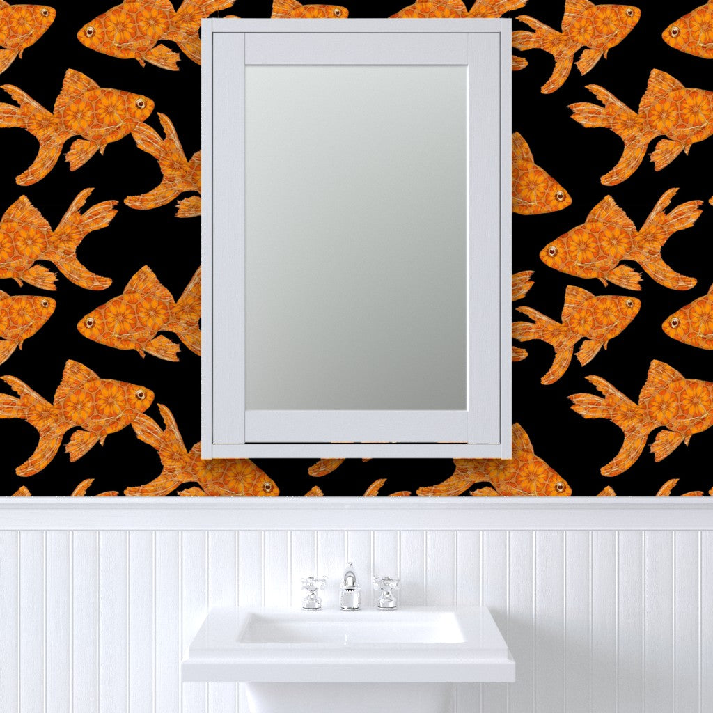 Goldfish on Black Wallpaper