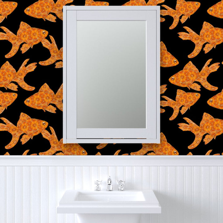 Goldfish on Black Wallpaper