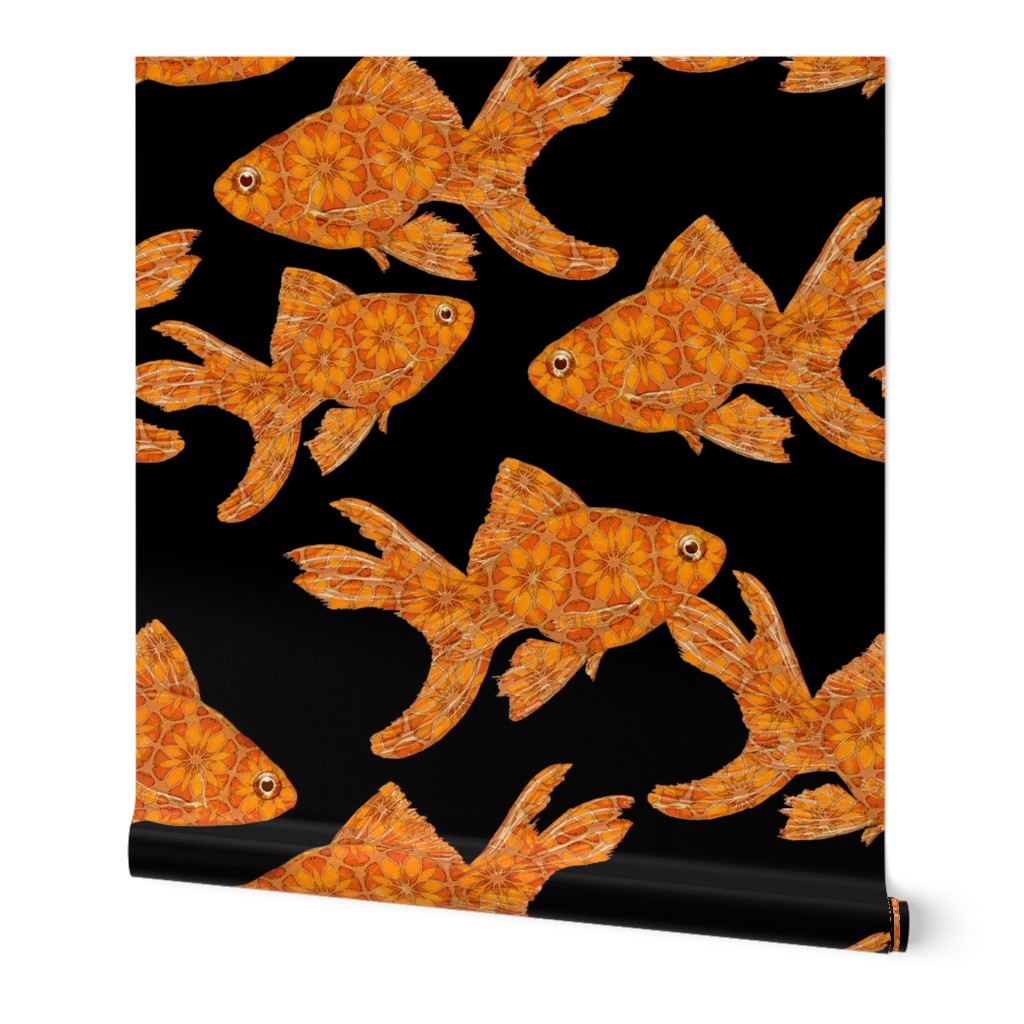 Goldfish on Black Wallpaper