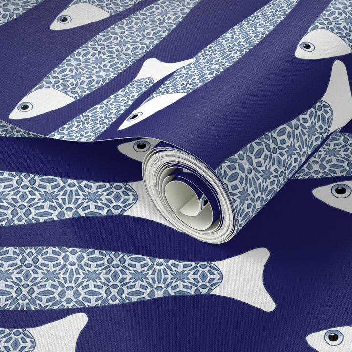 Ocean Shoal Wallpaper - Navy Blue