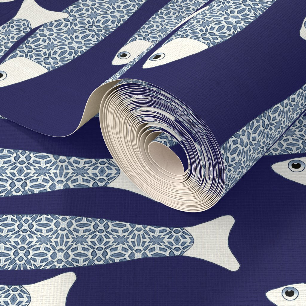 Ocean Shoal Wallpaper - Navy Blue