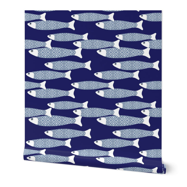 Ocean Shoal Wallpaper - Navy Blue