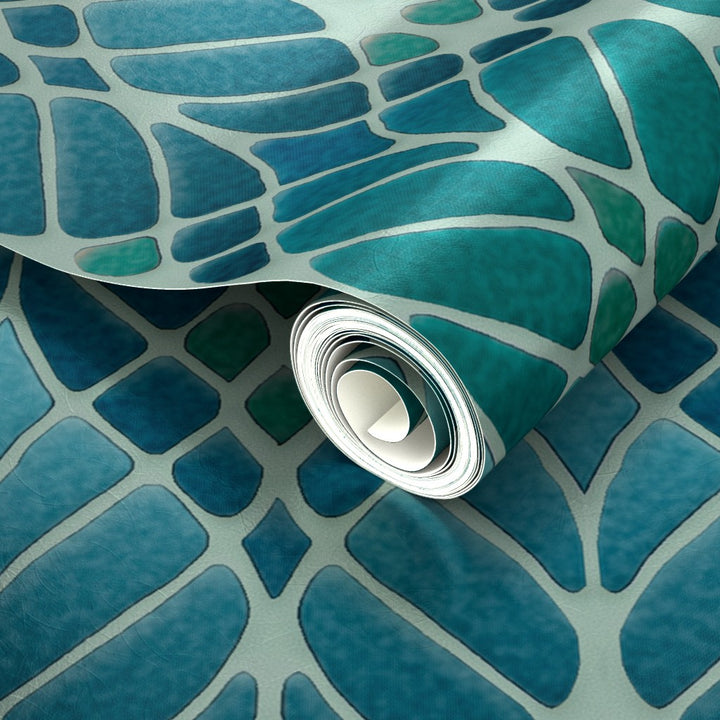 Interwoven Trees Wallpaper - Blues and Turquoises