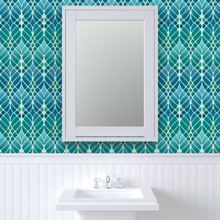 Interwoven Trees Wallpaper - Blues and Turquoises
