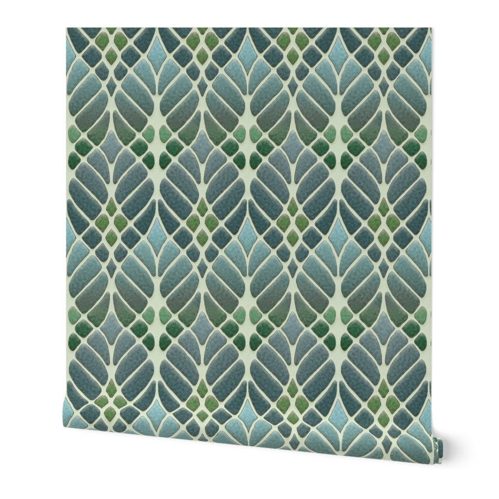 Interwoven Trees Wallpaper - Muted Greens