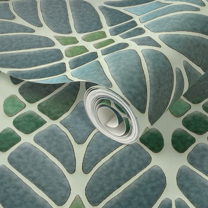 Interwoven Trees Wallpaper - Muted Greens
