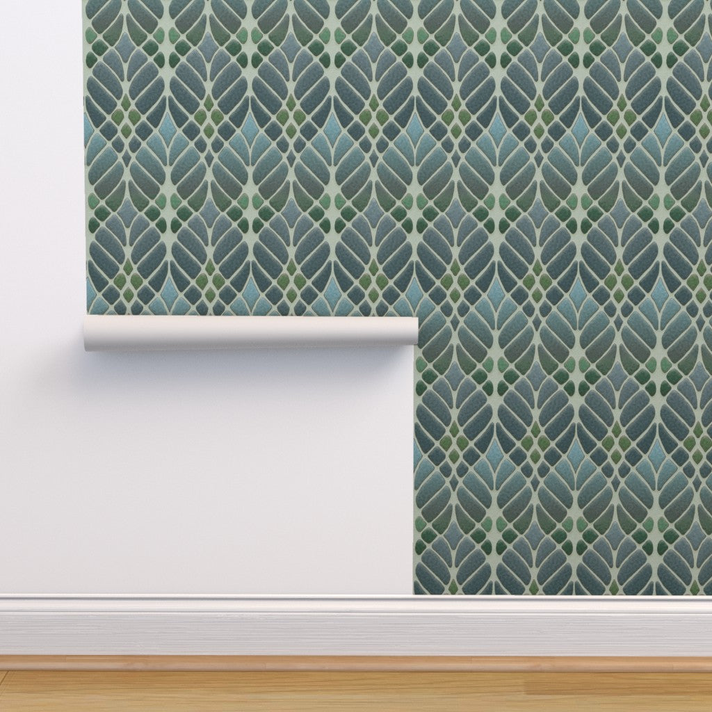 Interwoven Trees Wallpaper - Muted Greens