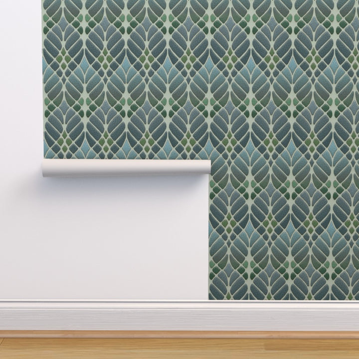 Interwoven Trees Wallpaper - Muted Greens