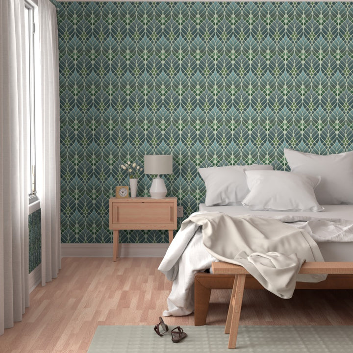 Interwoven Trees Wallpaper - Muted Greens