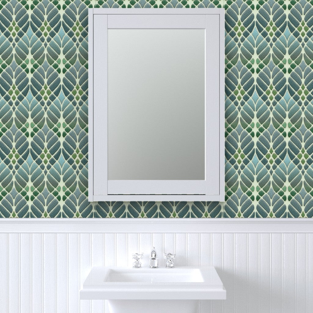 Interwoven Trees Wallpaper - Muted Greens