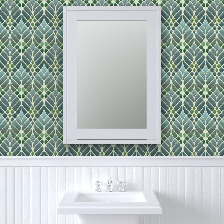 Interwoven Trees Wallpaper - Muted Greens