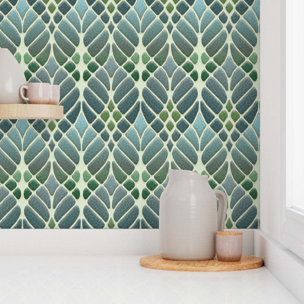 Interwoven Trees Wallpaper - Muted Greens