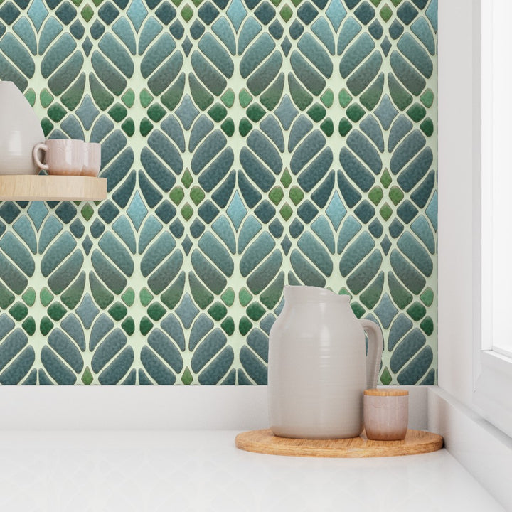 Interwoven Trees Wallpaper - Muted Greens