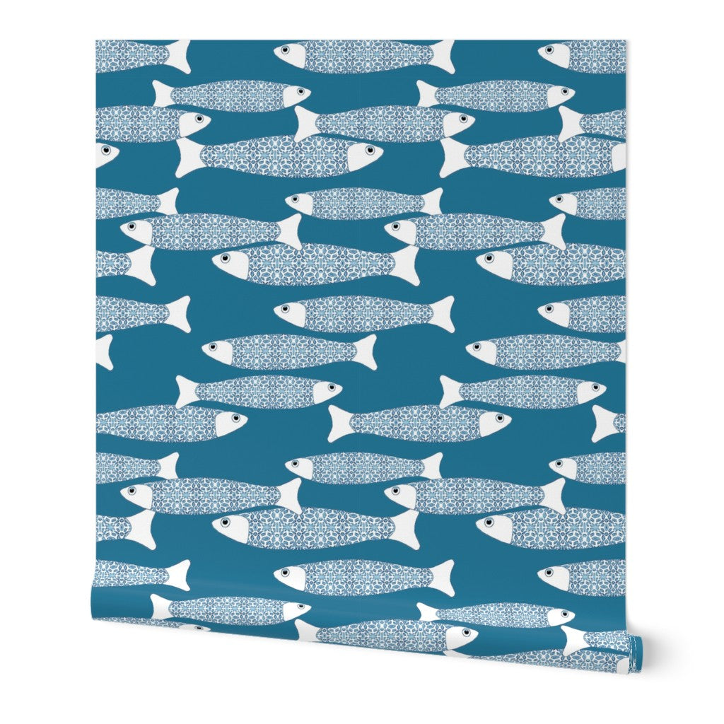 Ocean Shoal Wallpaper - Teal - Two Directions