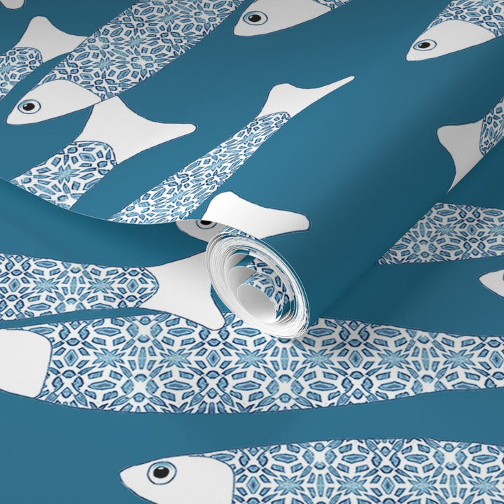 Ocean Shoal Wallpaper - Teal - Two Directions