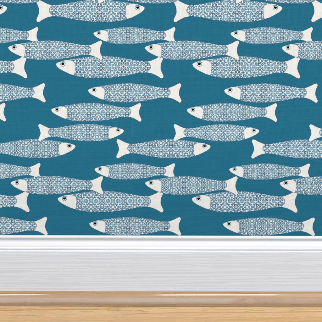 Ocean Shoal Wallpaper - Teal - Two Directions