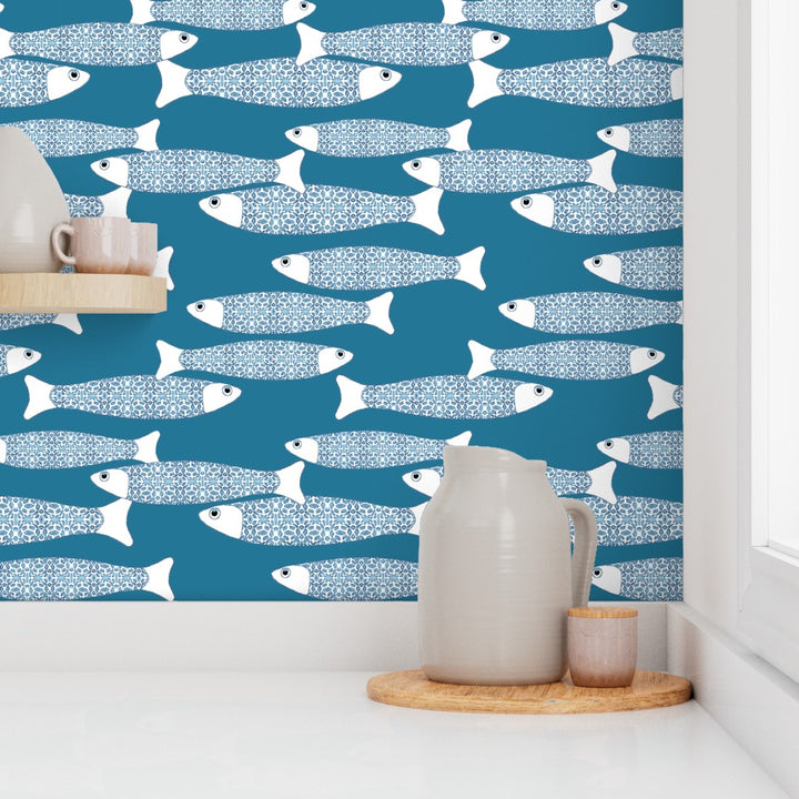 Ocean Shoal Wallpaper - Teal - Two Directions