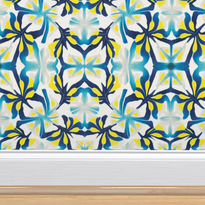 Blue Yellow Modernist Wallpaper