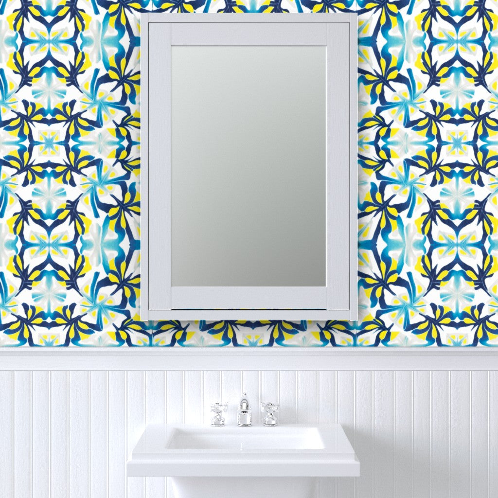Blue Yellow Modernist Wallpaper