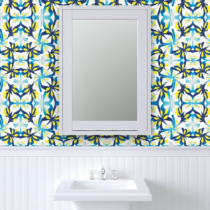 Blue Yellow Modernist Wallpaper
