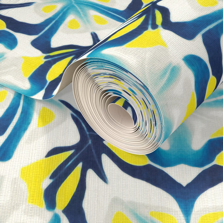 Blue Yellow Modernist Wallpaper