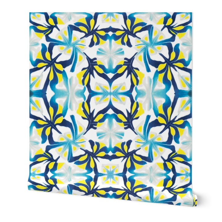 Blue Yellow Modernist Wallpaper