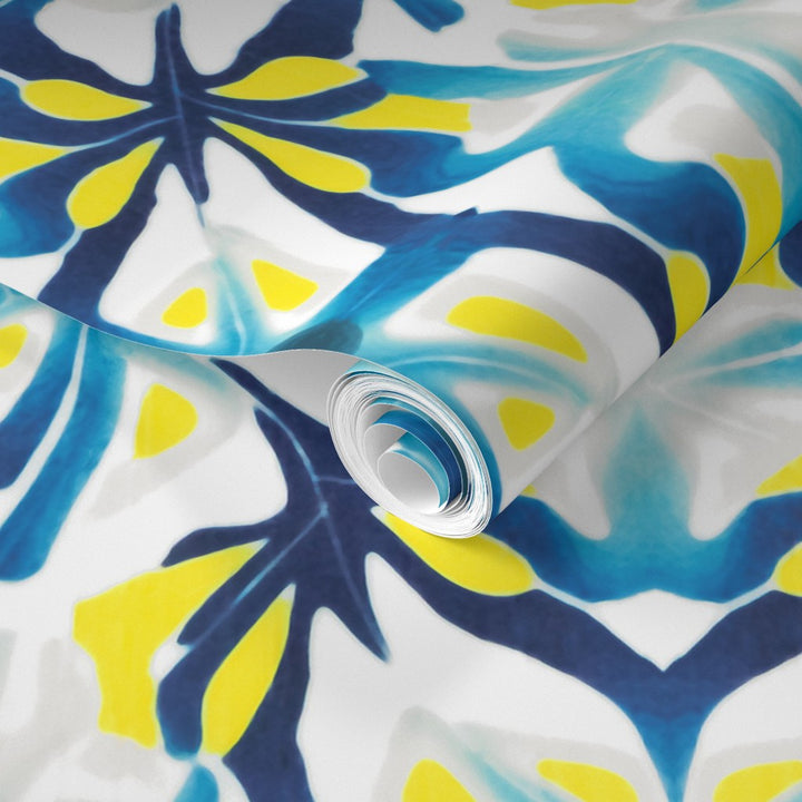 Blue Yellow Modernist Wallpaper