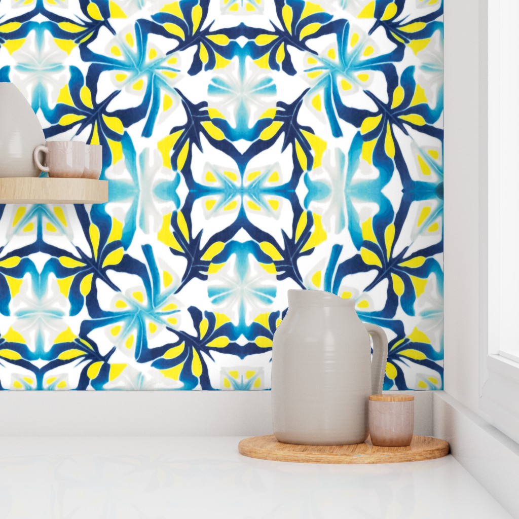 Blue Yellow Modernist Wallpaper
