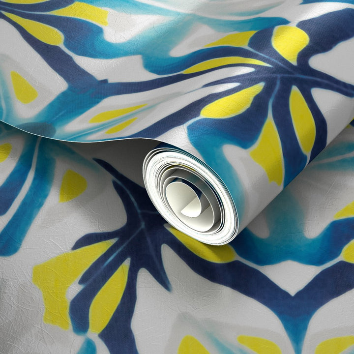Blue Yellow Modernist Wallpaper