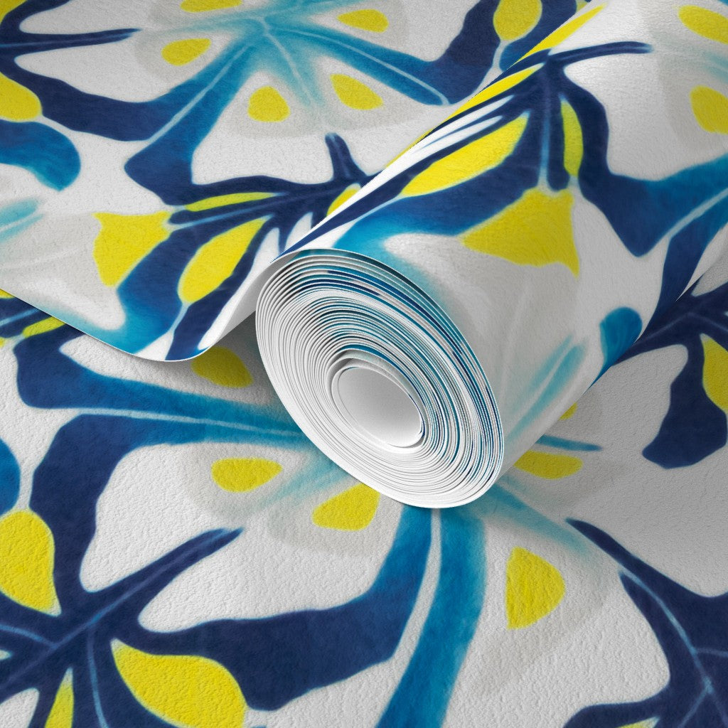 Blue Yellow Modernist Wallpaper