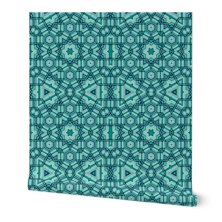Linear Green Star Wallpaper