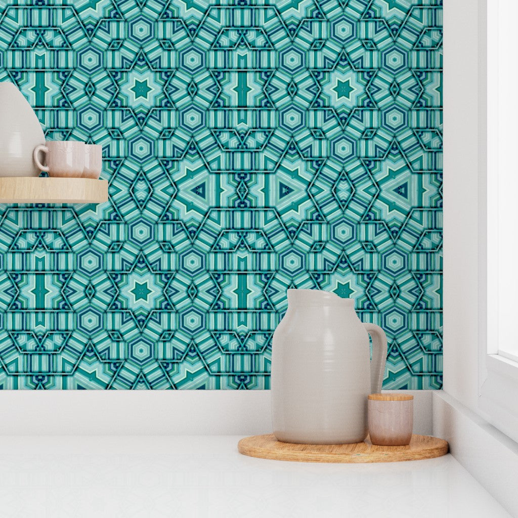 Linear Green Star Wallpaper