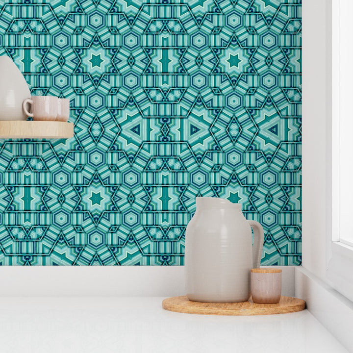 Linear Green Star Wallpaper
