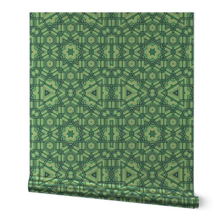 Linear Green Star Wallpaper