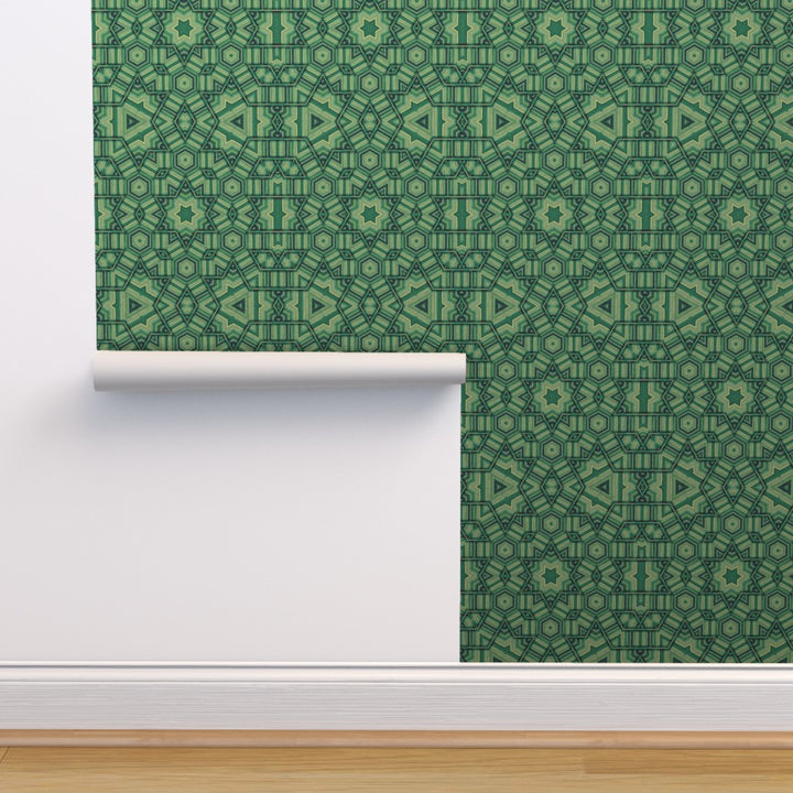 Linear Green Star Wallpaper
