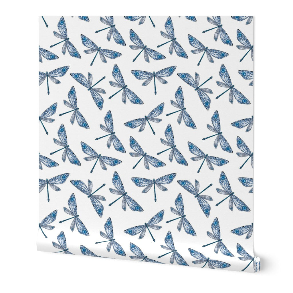 Mayfly Blue White Wallpaper