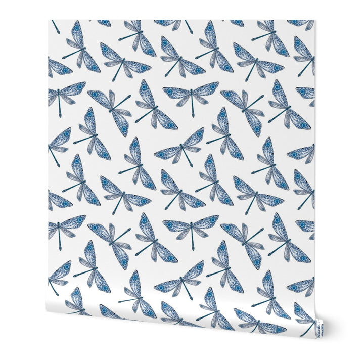 Mayfly Blue White Wallpaper