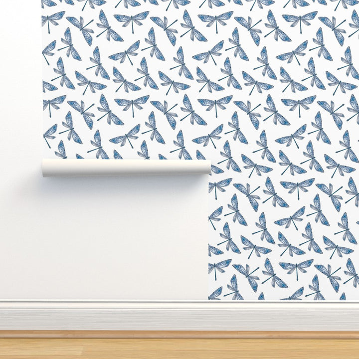 Mayfly Blue White Wallpaper