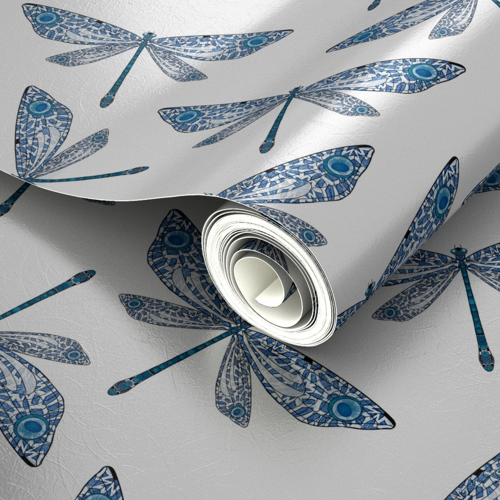Mayfly Blue White Wallpaper