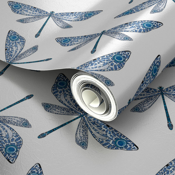 Mayfly Blue White Wallpaper