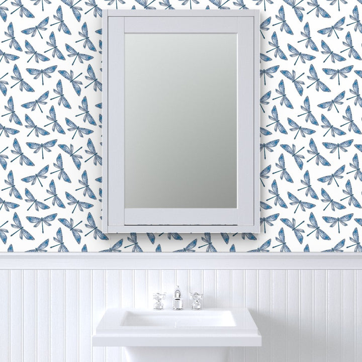 Mayfly Blue White Wallpaper