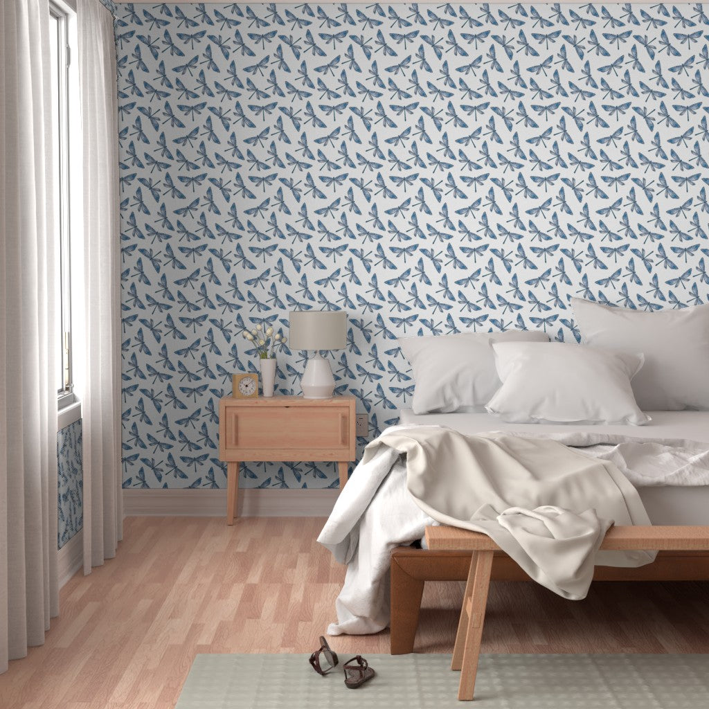 Mayfly Blue White Wallpaper