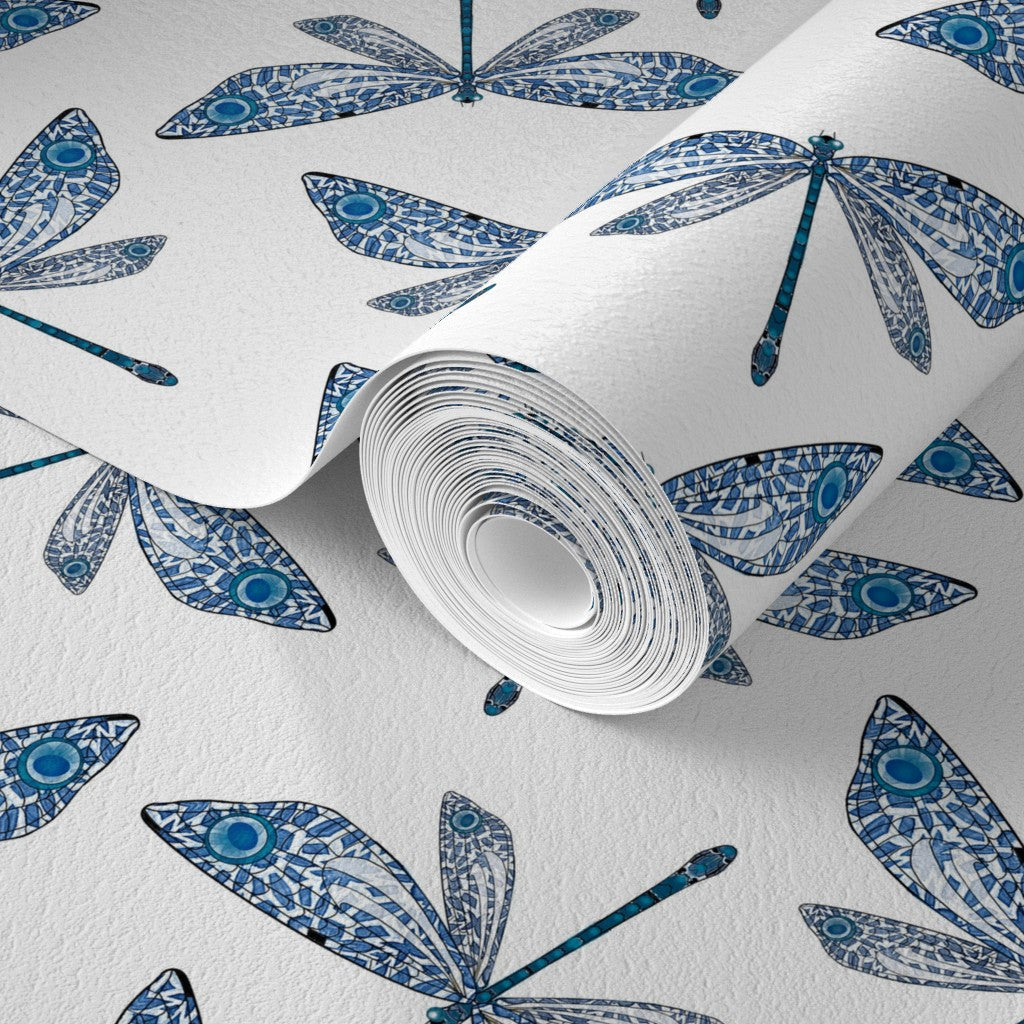 Mayfly Blue White Wallpaper