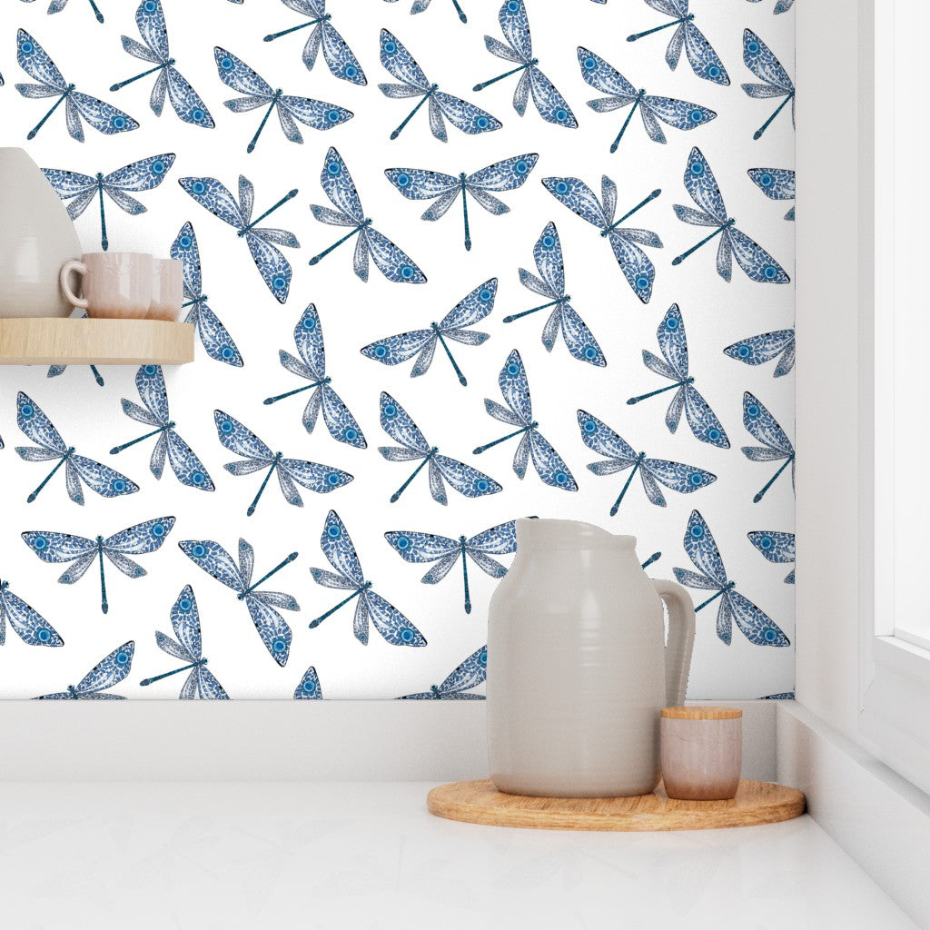 Mayfly Blue White Wallpaper