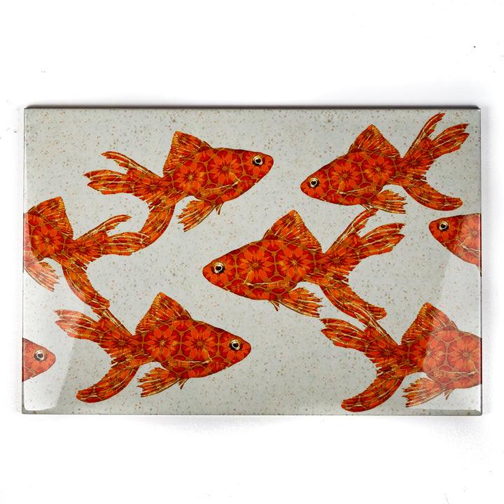 SALE - 1 x Goldfish on stone - Rectangular Tile - 30x20cm (12x8 inches)