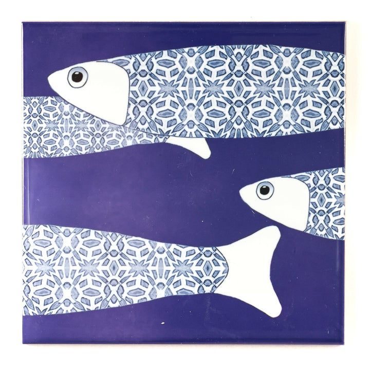 SALE SECONDS : Set of 14 x 15.2cm Navy Blue Ocean Shoal border tiles
