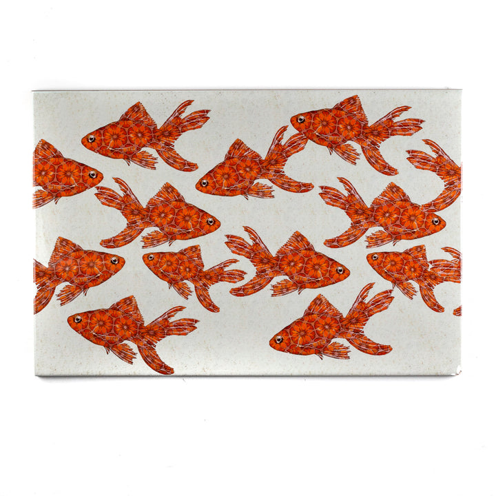 SALE SECOND - 1 x Goldfish on stone - Rectangular Tile - 30x20cm (12x8 inches)
