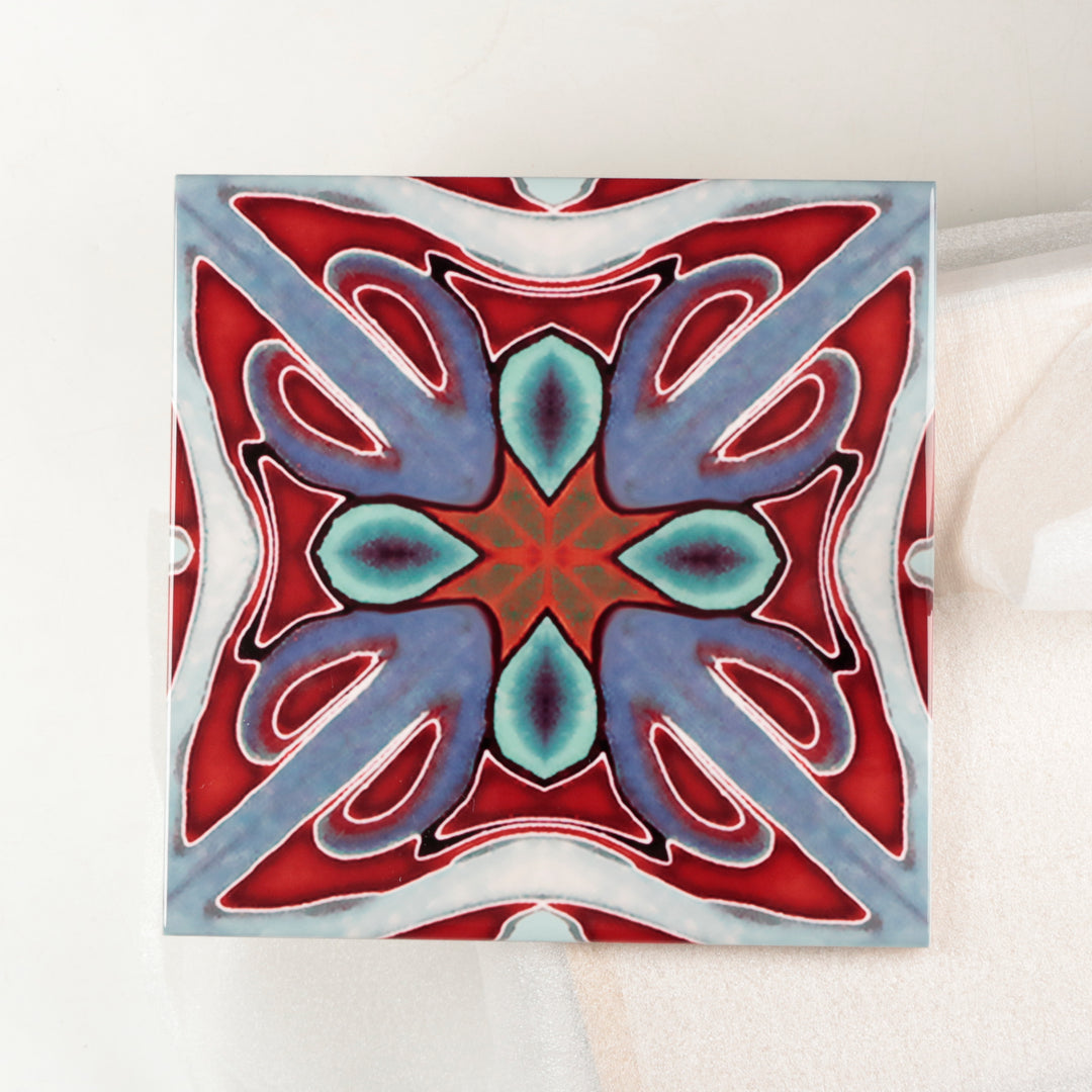 SALE SET OF 4x 20cm tiles - Victorian Red Twining - Perfect (several sets available!)
